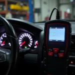 OBD2 scanner connected to car's port