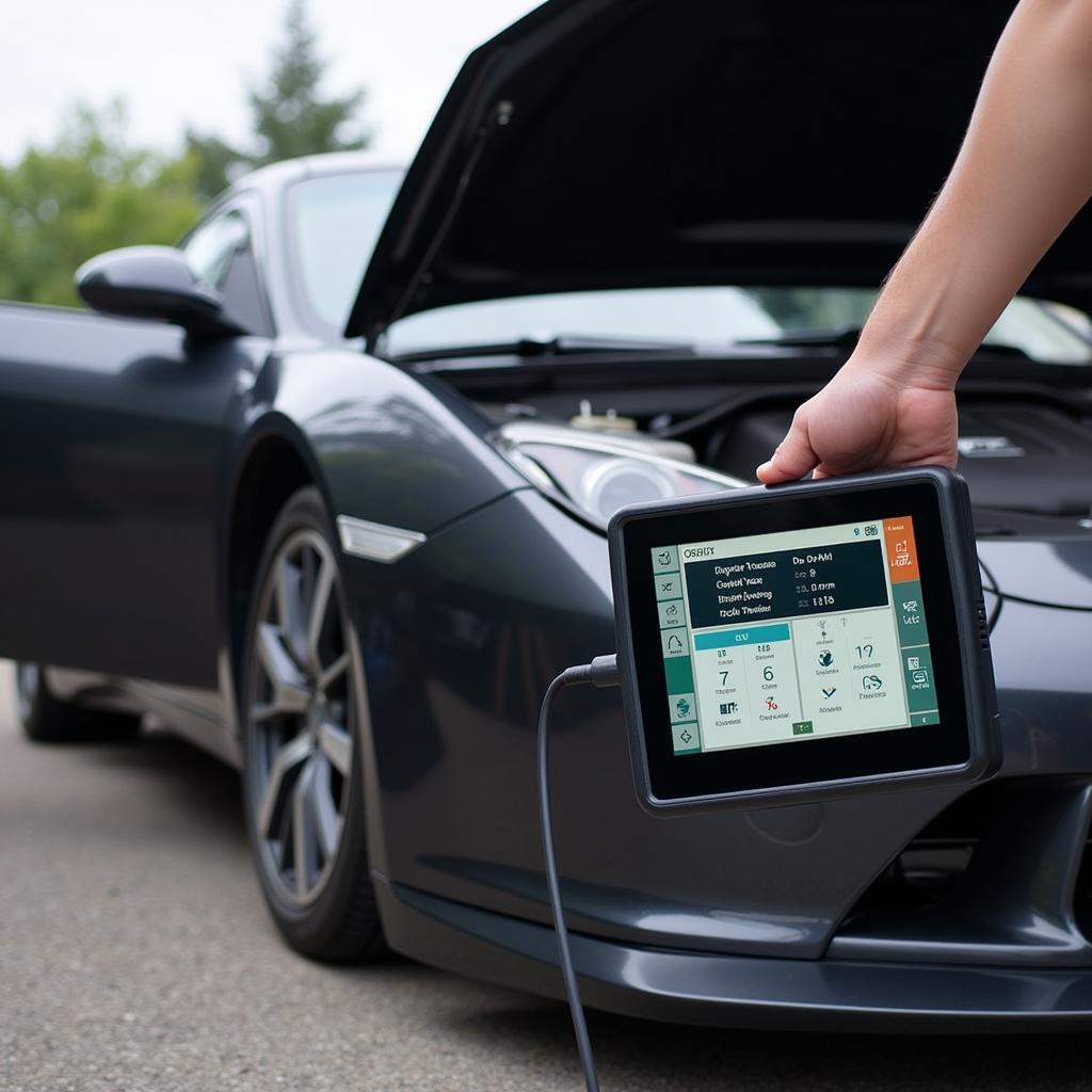 Car connected to OBD2 scanner