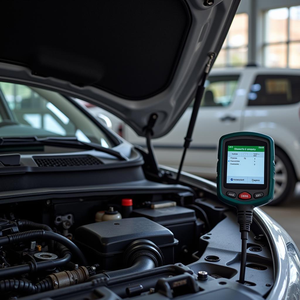 Car with OBD2 Scanner Connected