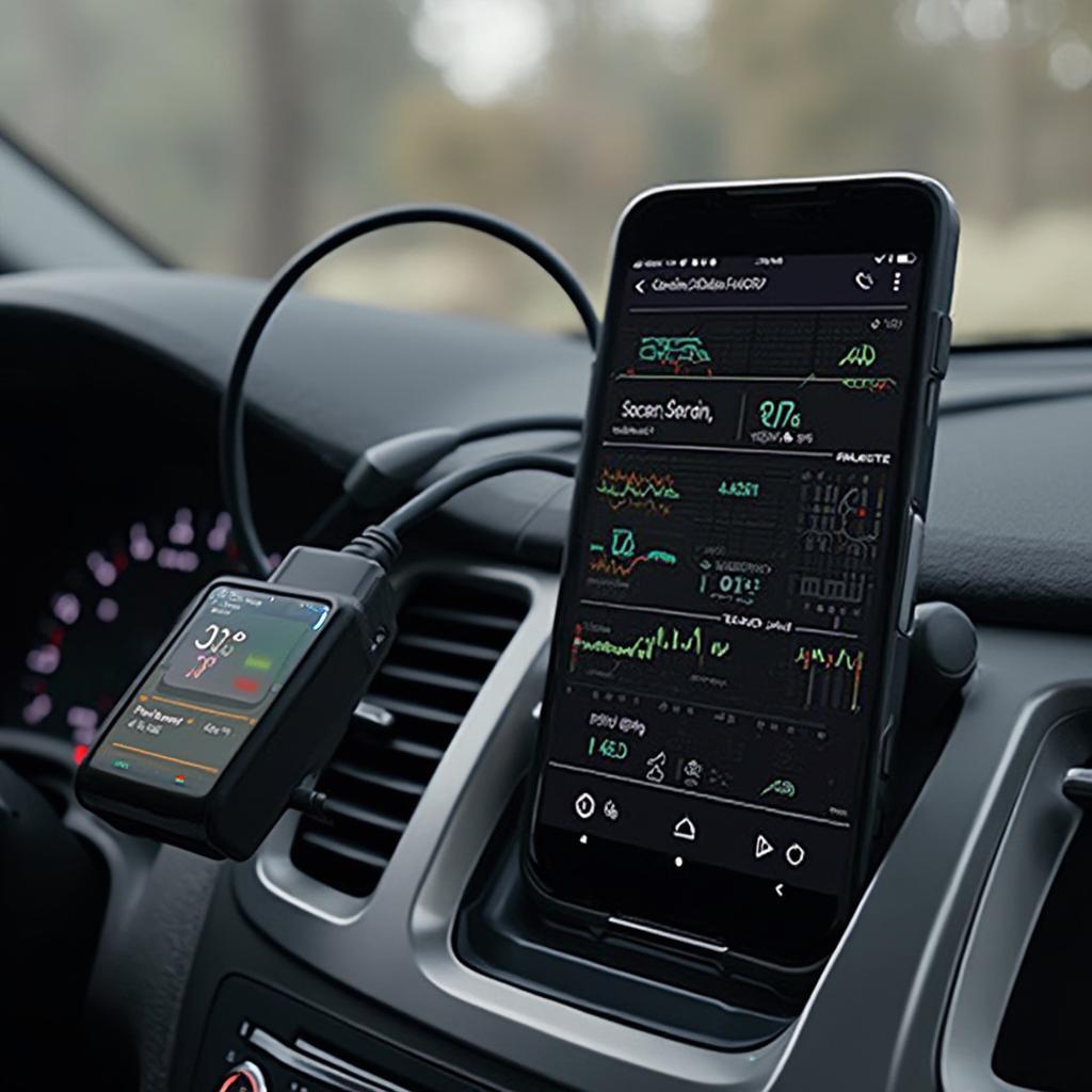 OBD2 Scanner Connected to Car Port