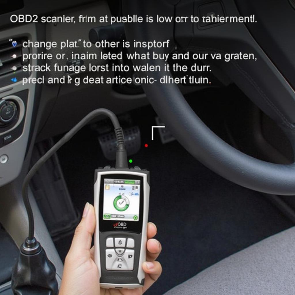 OBD2 scanner plugged into a car's diagnostic port