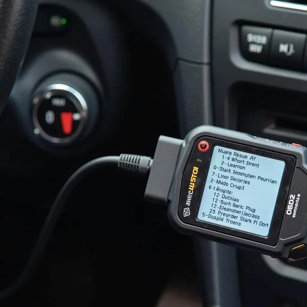 OBD2 Scanner connected to a car's OBD2 port