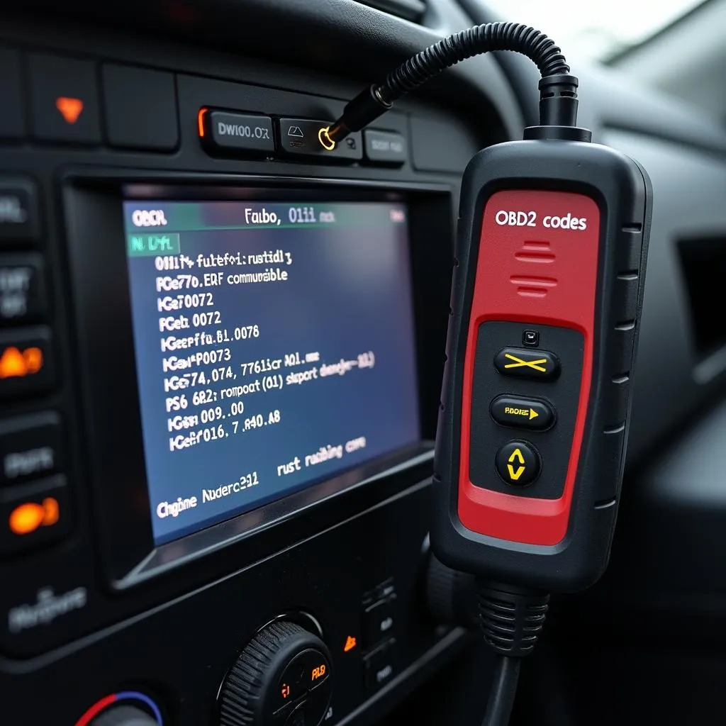 OBD2 Scanner Displaying Fuel System Codes