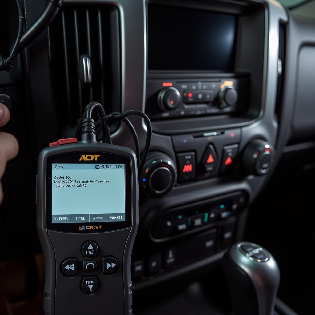 OBD2 Scanner Connected to Chevy