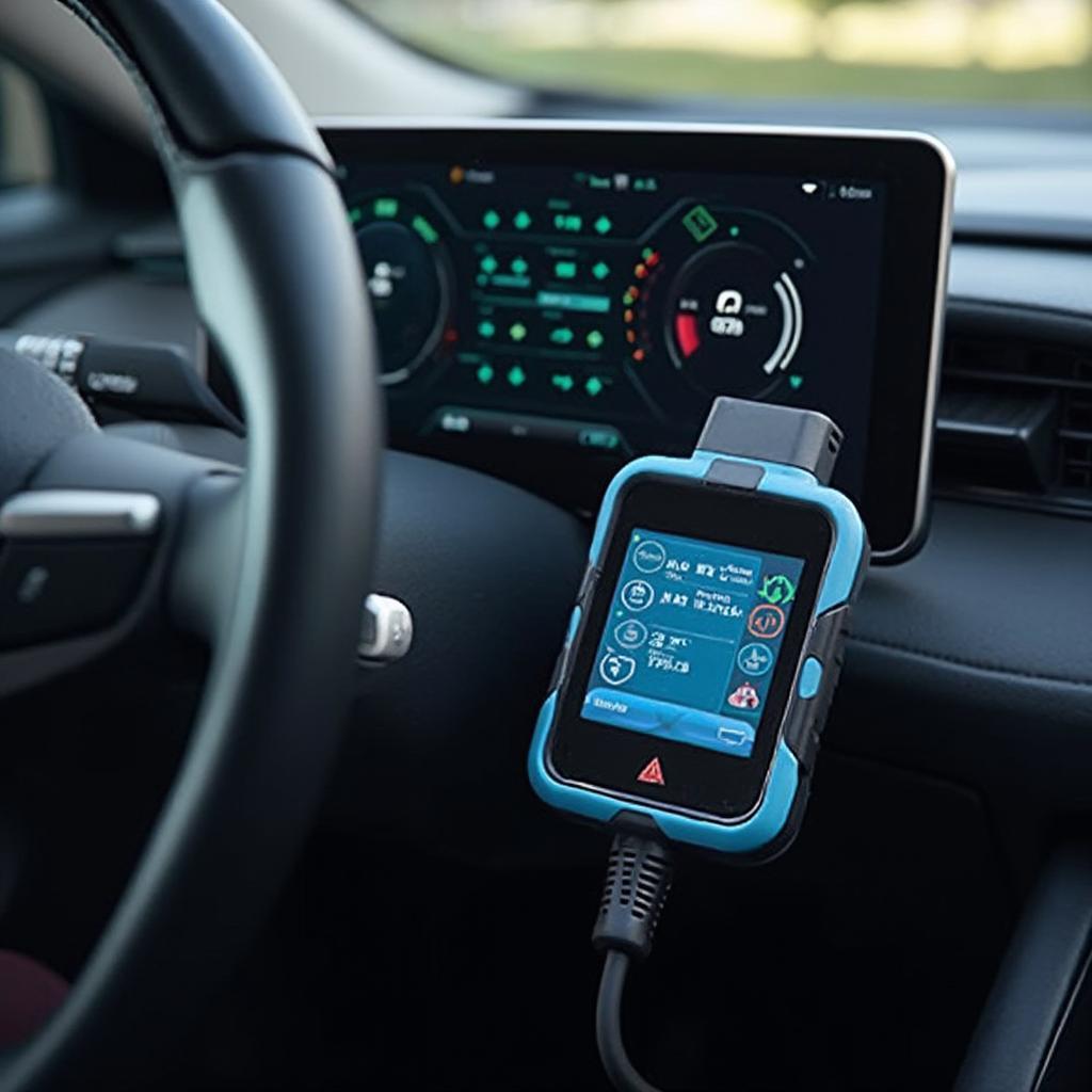 OBD2 Scanner Connected to an Electric Car