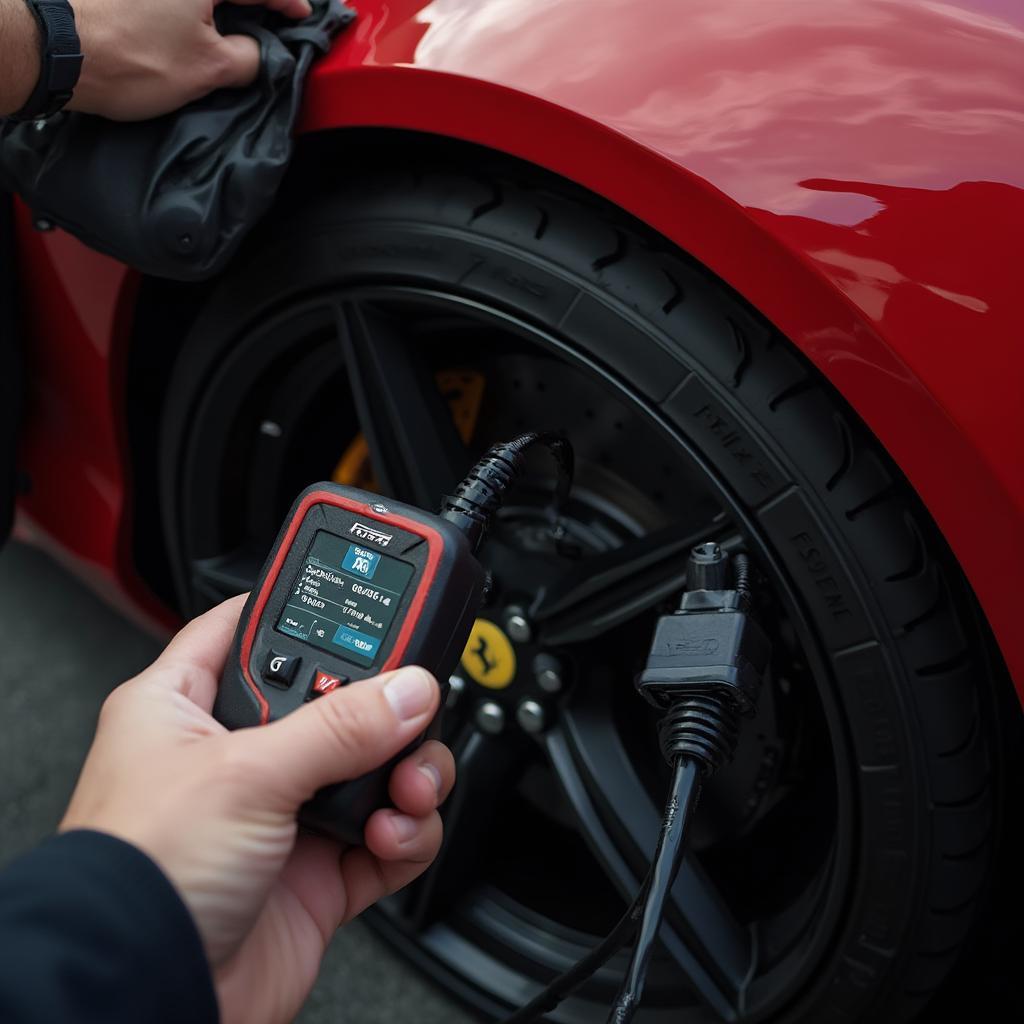 OBD2 Scanner Connected to Ferrari 488