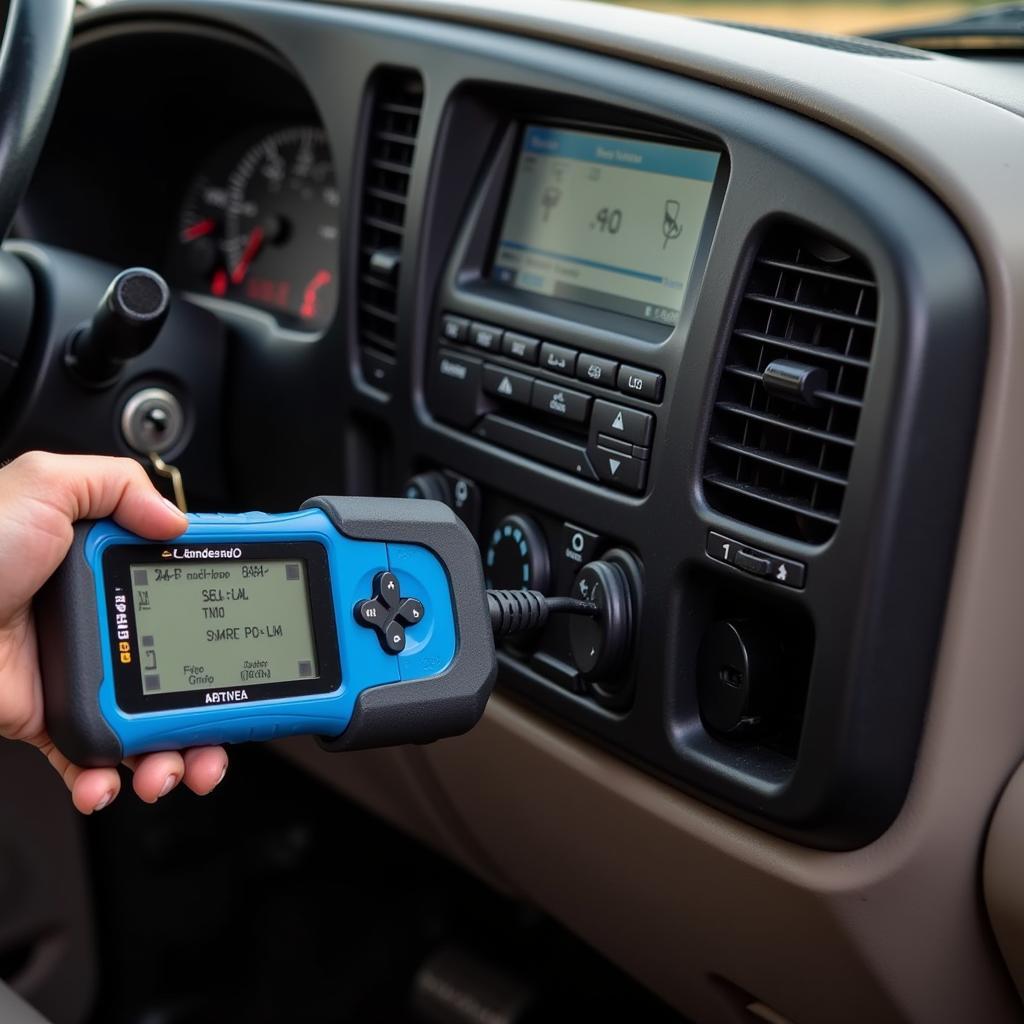 OBD2 Scanner Connected to a Ford F-150