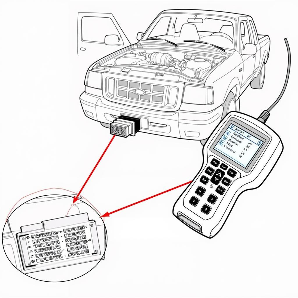 OBD2 Scanner Connected to Ford Ranger