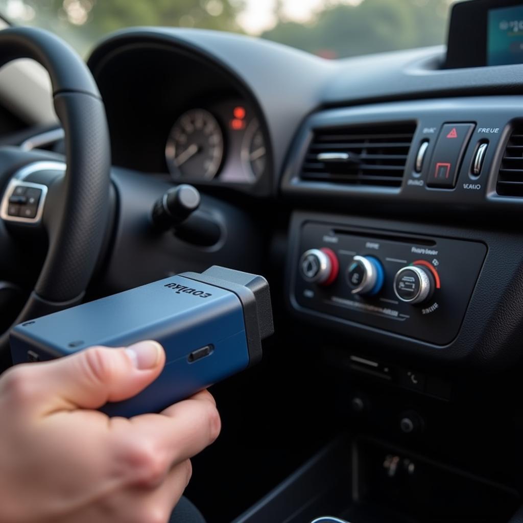 OBD2 Scanner Connected to a French Car