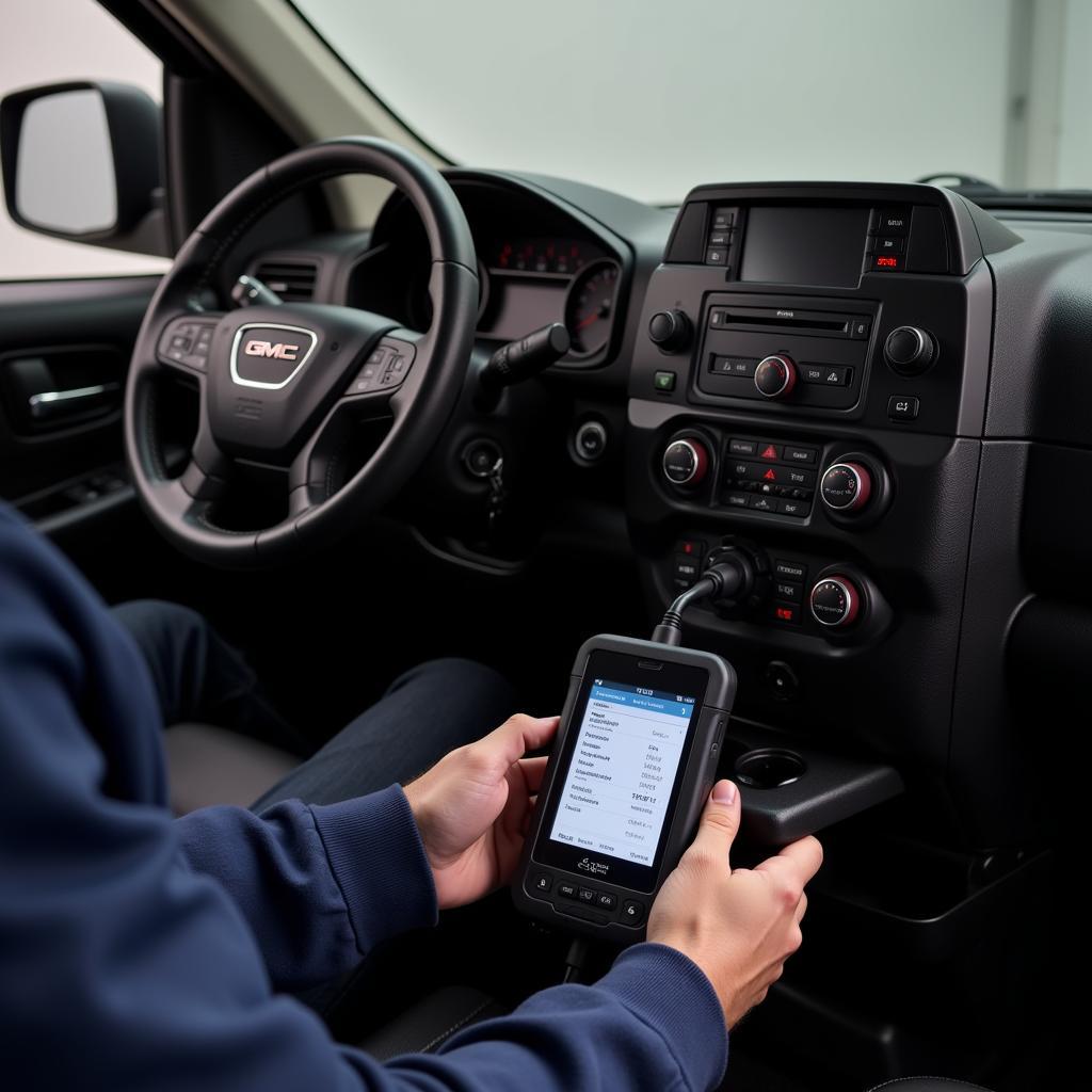 OBD2 Scanner Connected to a GMC Cube Van