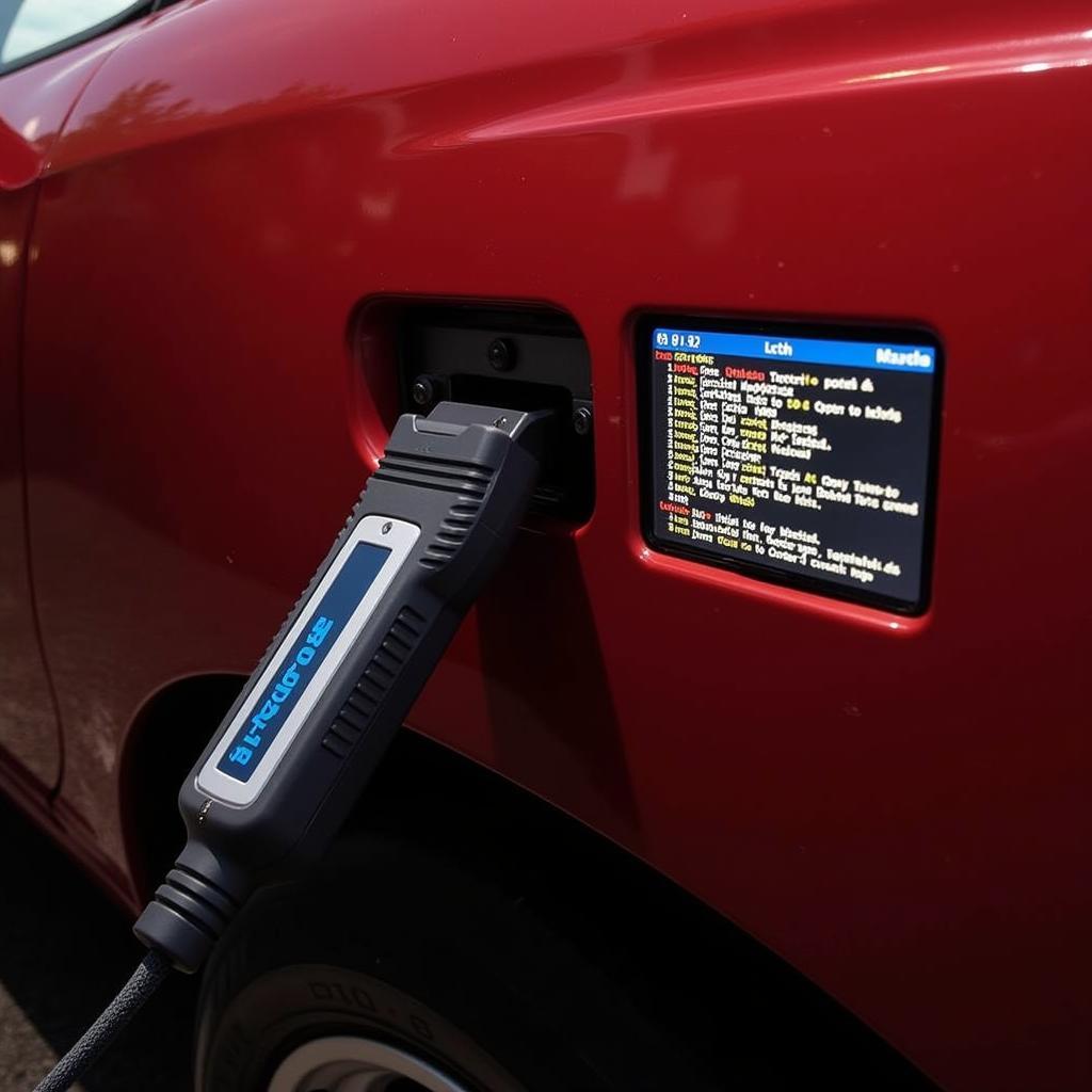 OBD2 scanner connected to a 2009 Mazda Miata