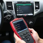 OBD2 Scanner Connected to Mitsubishi Lancer