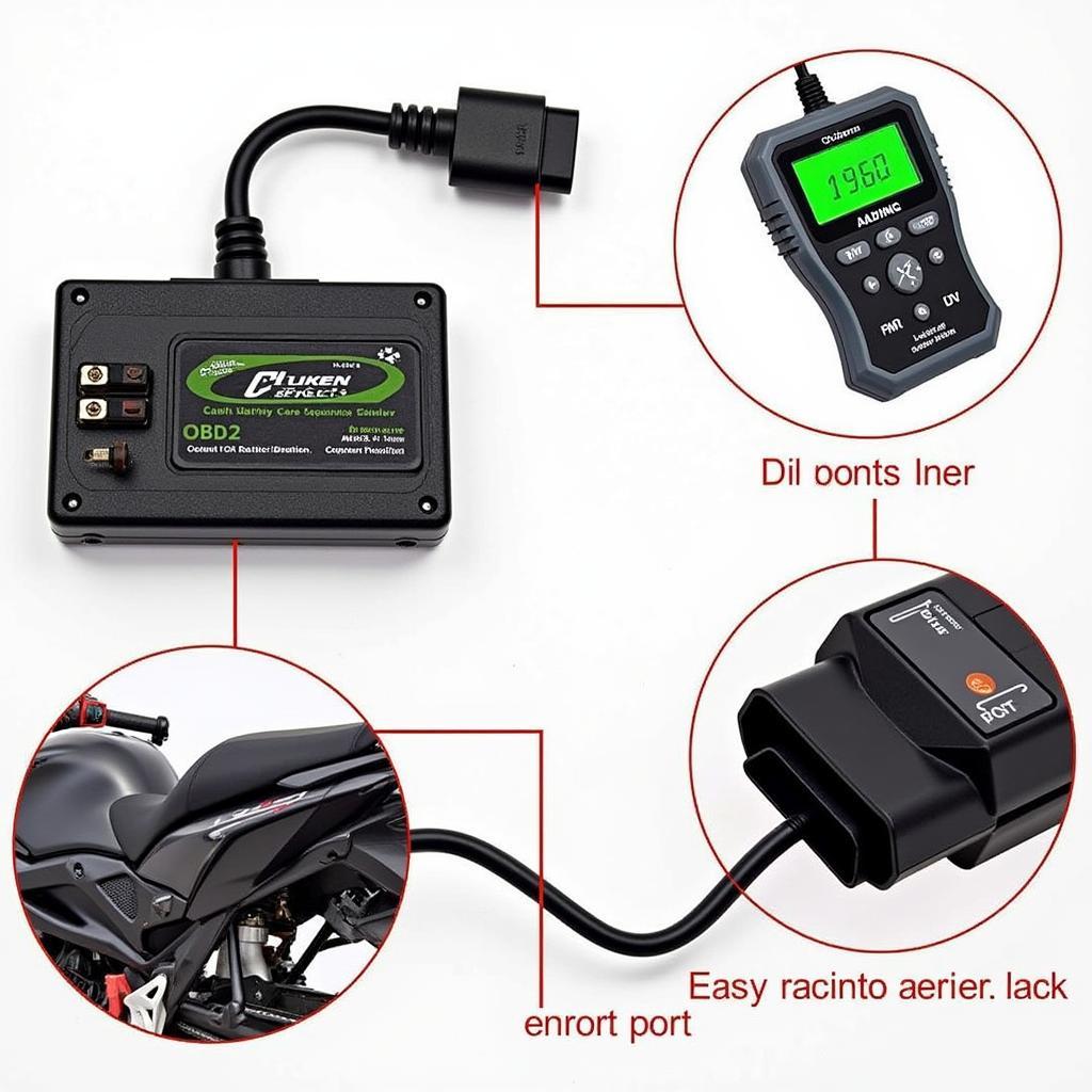 OBD2 Scanner Connected to a Motorcycle