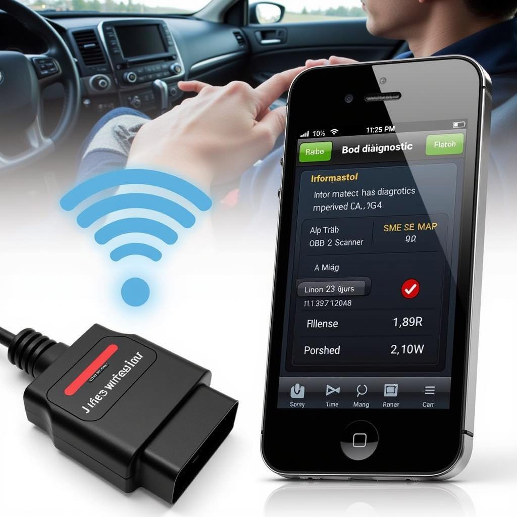 OBD2 Scanner Connected to Smartphone