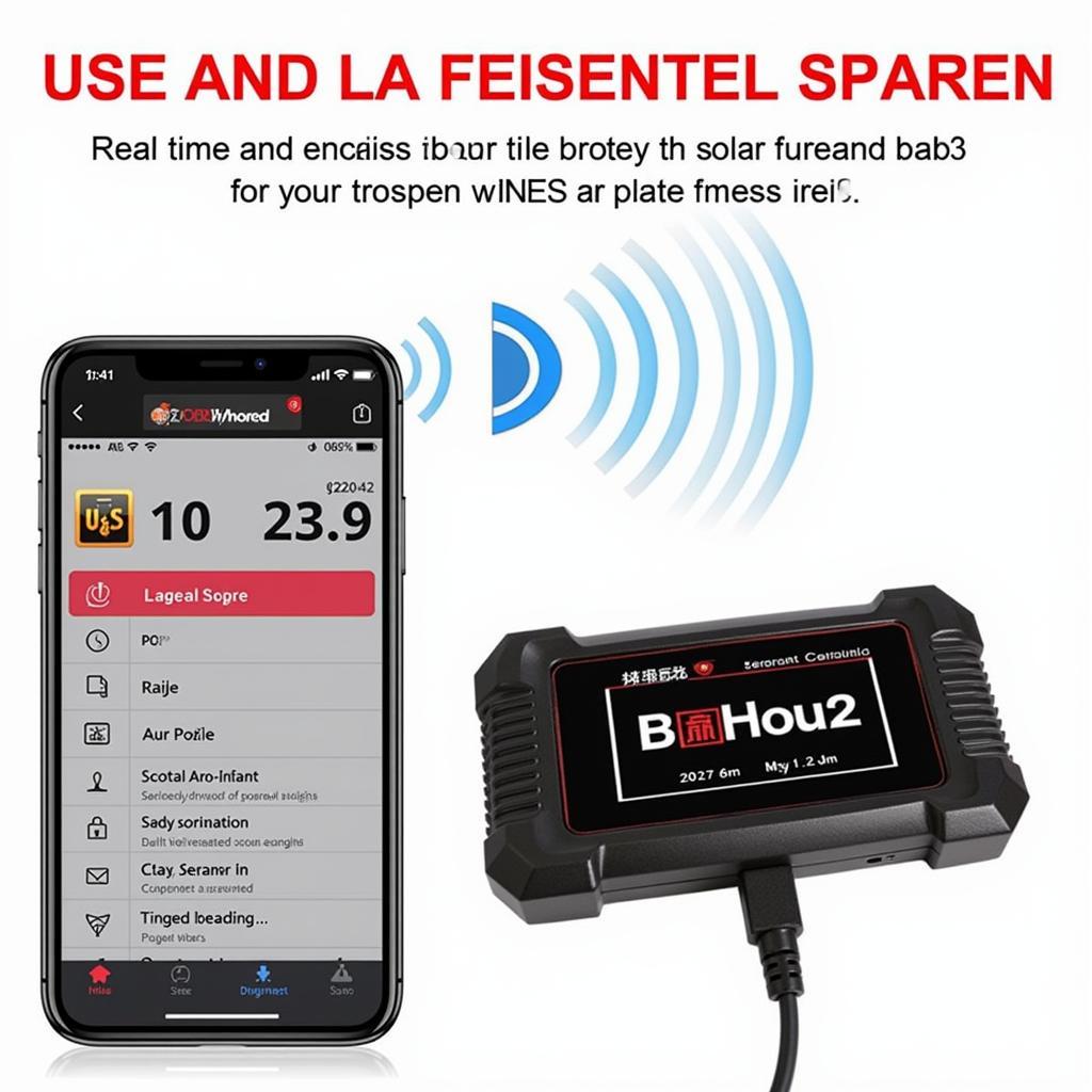 Smartphone Connected to OBD2 Scanner