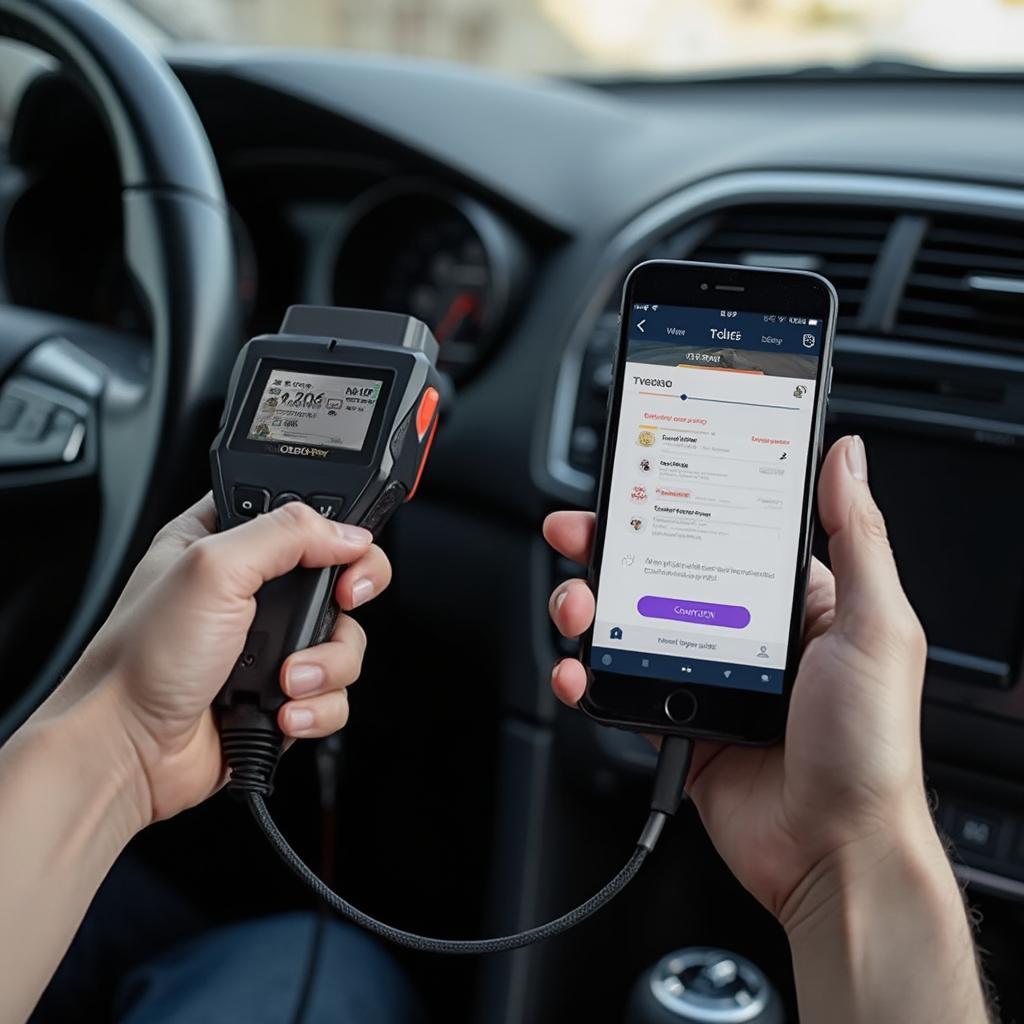 OBD2 Scanner Connected to Smartphone