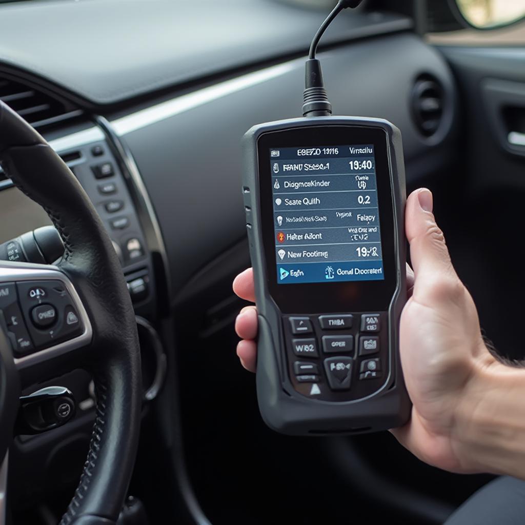 OBD2 Scanner Connected to Toyota Corolla OBD2 Port