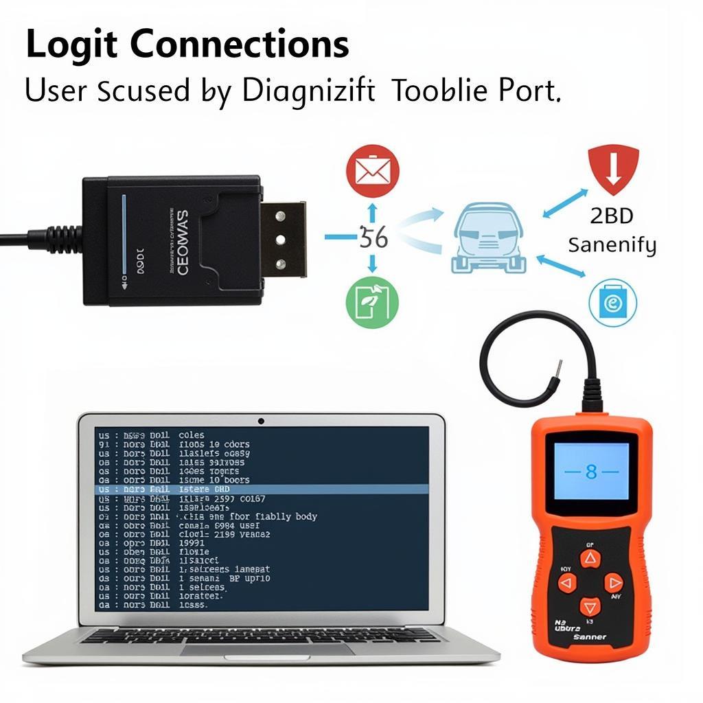 OBD2 scanner connected to a W211 OBD2 port displaying codes