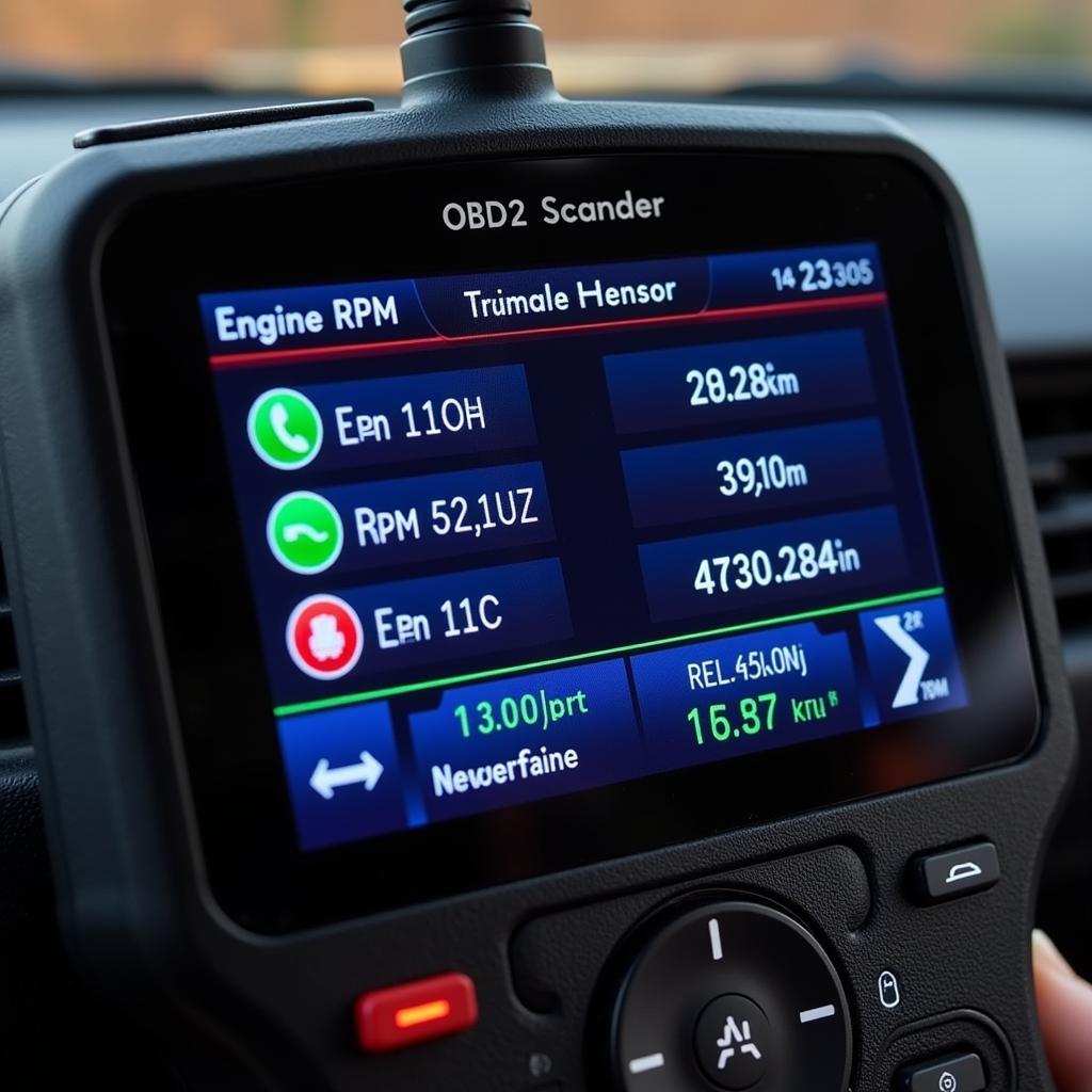 OBD2 Scanner Displaying Vehicle Data