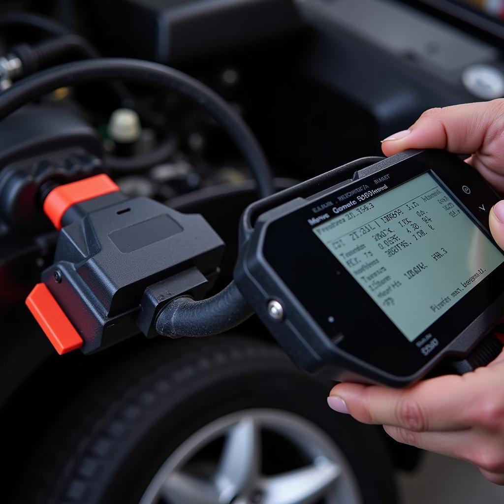 Mechanic Using OBD2 Scanner to Diagnose Car