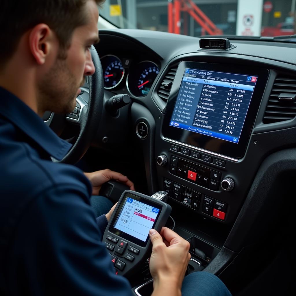 OBD2 Scanner Diagnosing a Car