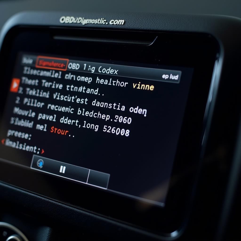 OBD2 scanner displaying diagnostic trouble codes