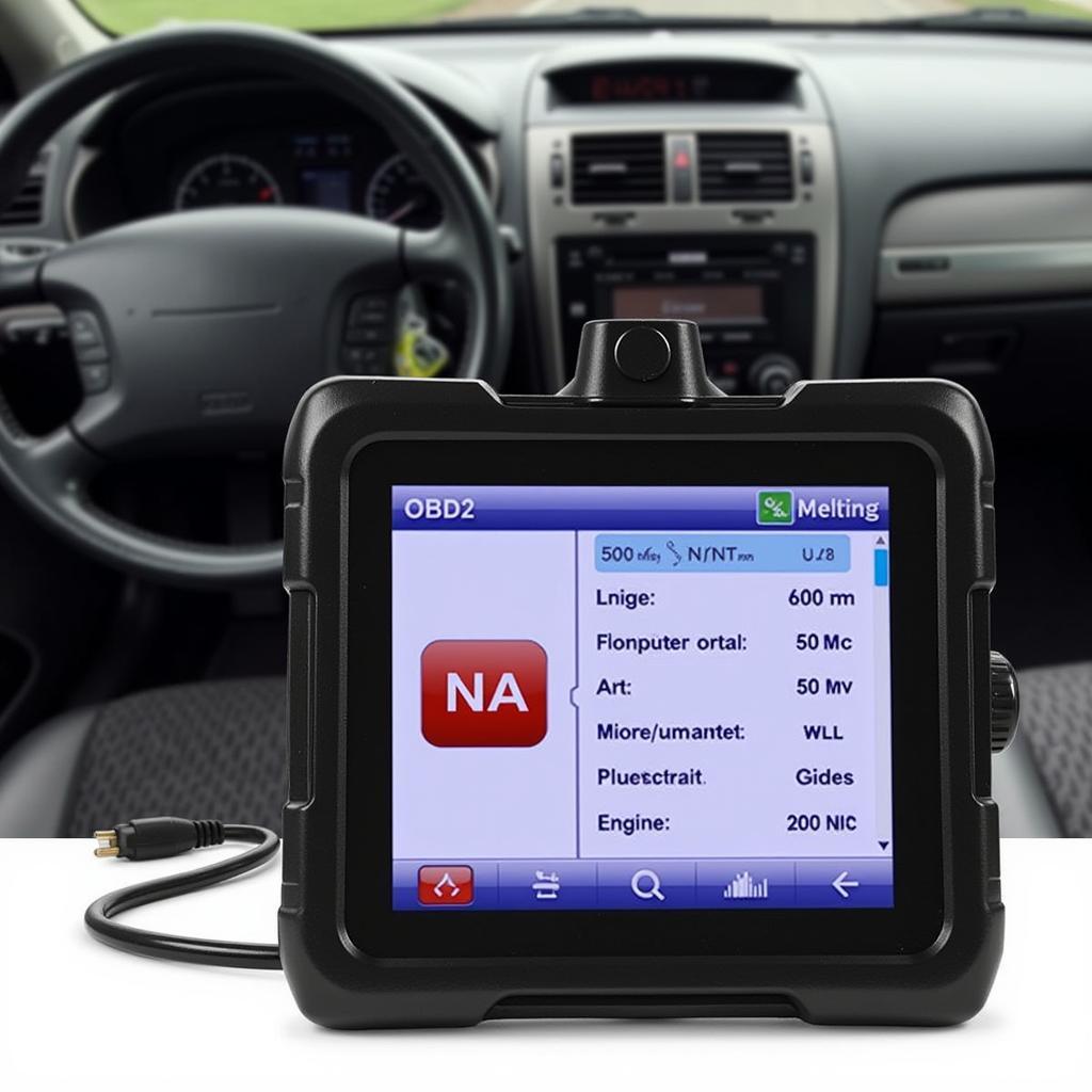 OBD2 scanner display showing NA