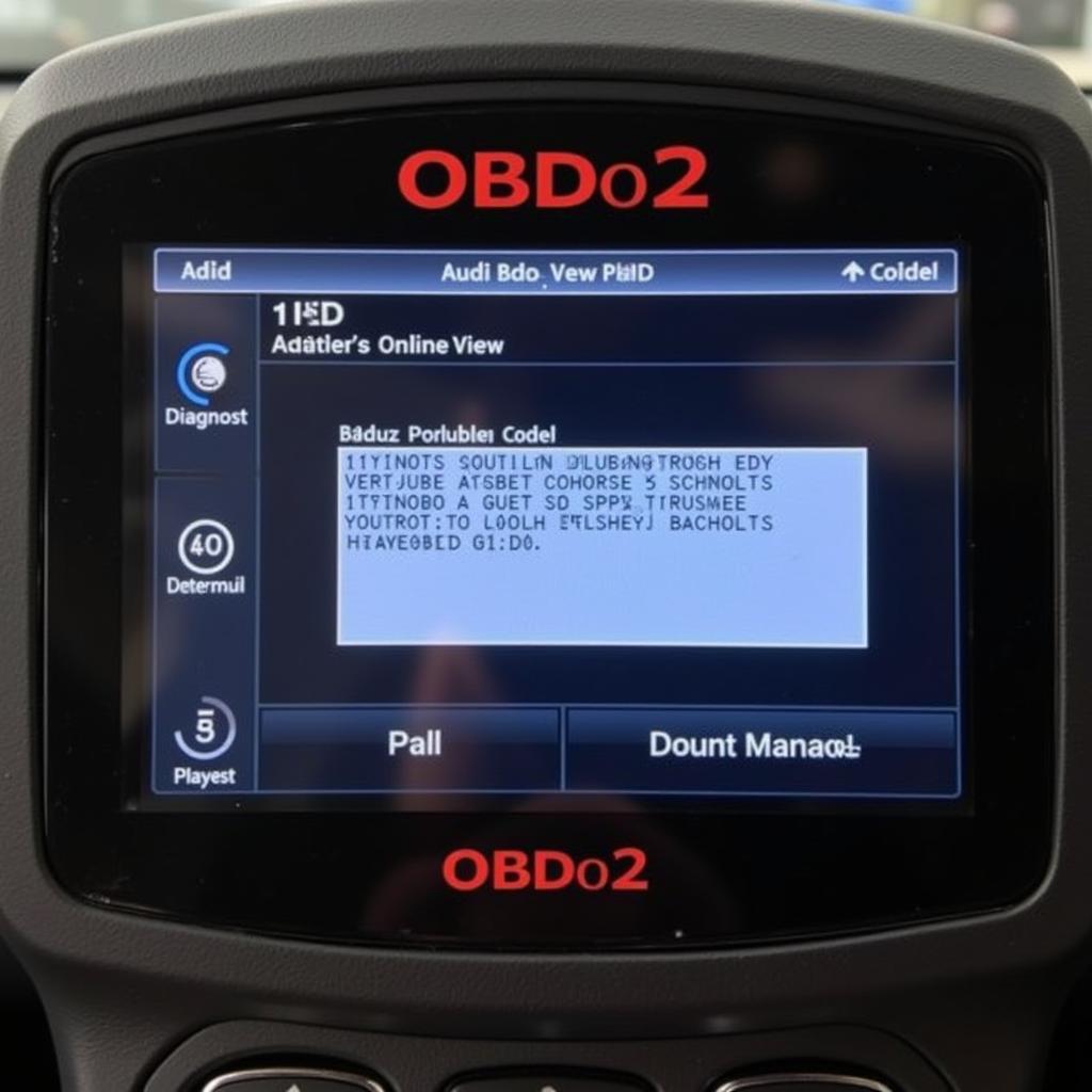 OBD2 Scanner Displaying Audi A4 B8 Diagnostic Code