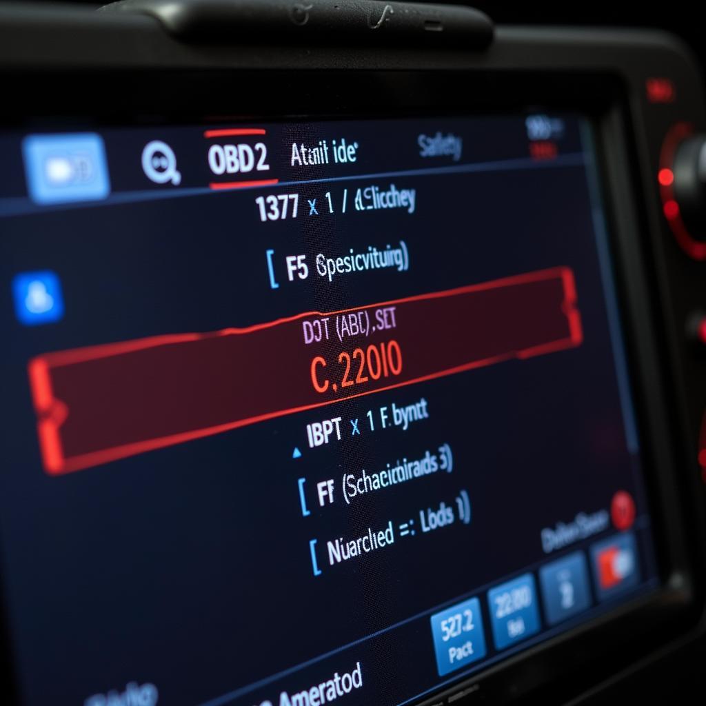 OBD2 Scanner Displaying C2200 Code