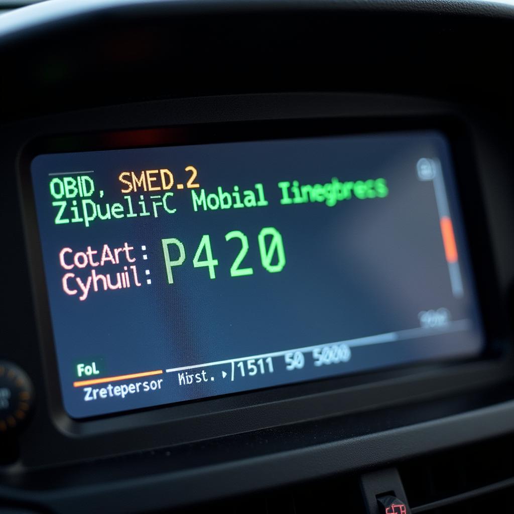 OBD2 Scanner Screen Showing Diagnostic Code P0420