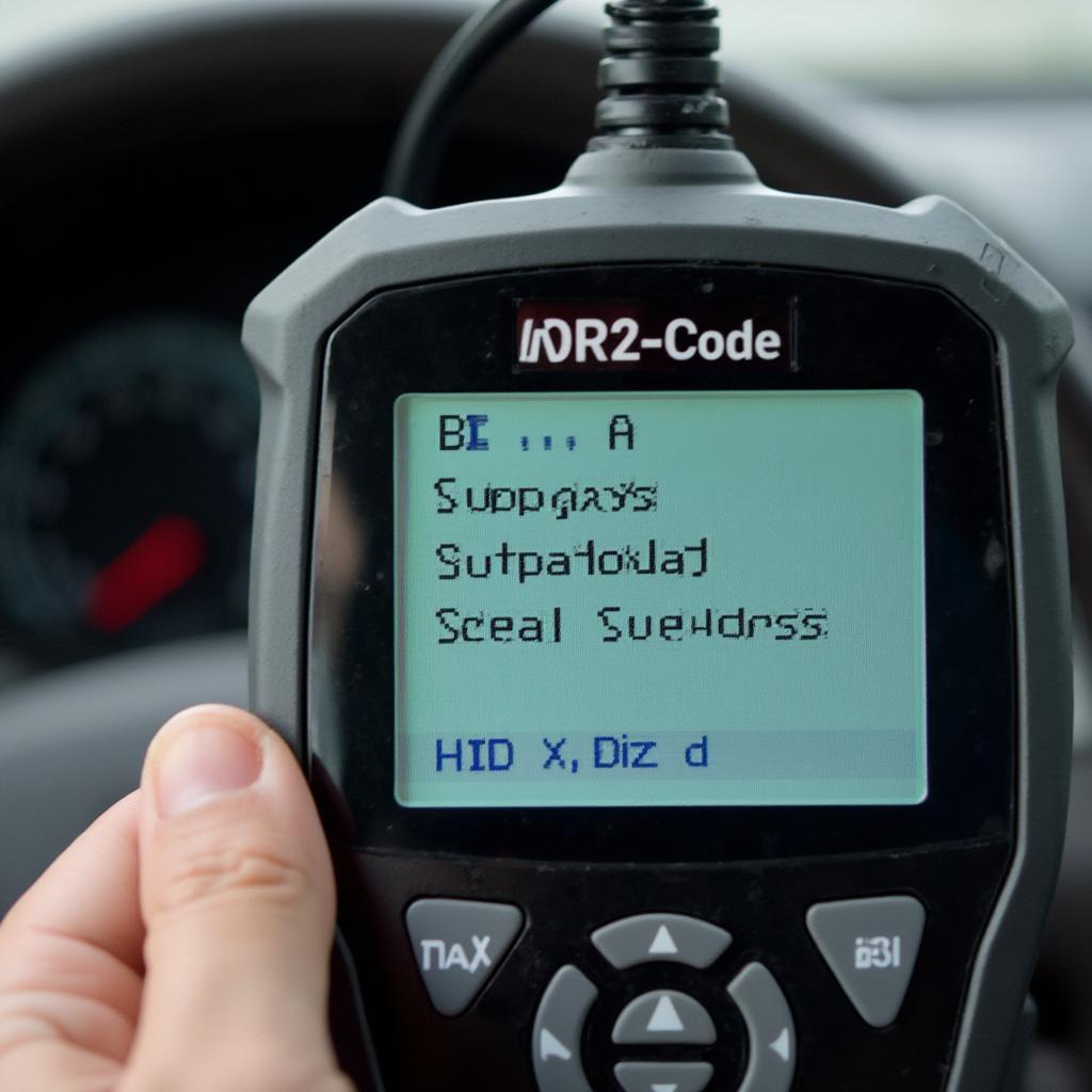 OBD2 Scanner Displaying Trouble Codes on a 2002 Hyundai Sonata