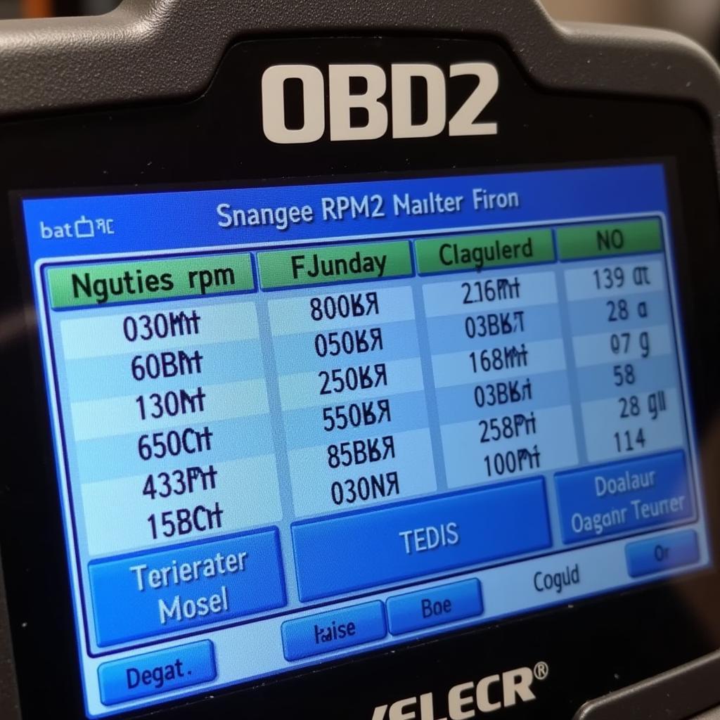 OBD2 scanner displaying vehicle diagnostics