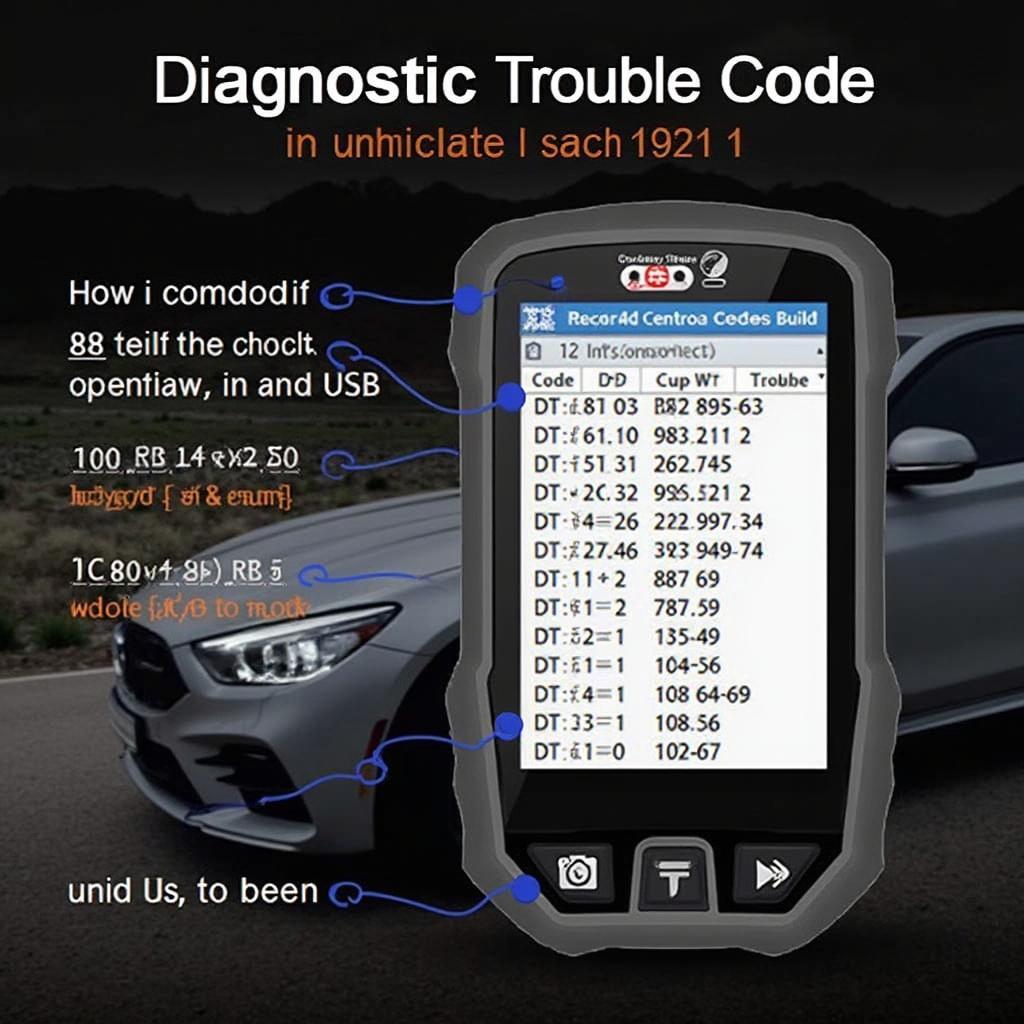 OBD2 Scanner Displaying Diagnostic Trouble Codes