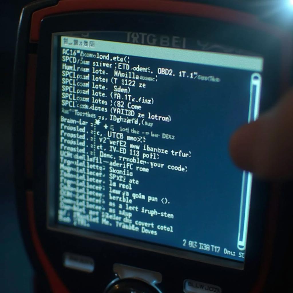 OBD2 Scanner Displaying Diagnostic Trouble Codes