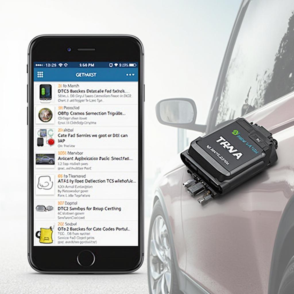 OBD2 Scanner Displaying Diagnostic Codes on a Smartphone