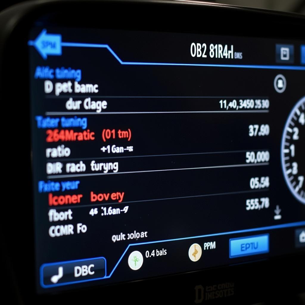 OBD2 scanner displaying engine data