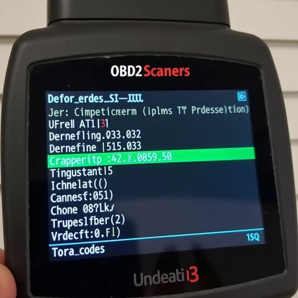 OBD2 Scanner Displaying Error Codes