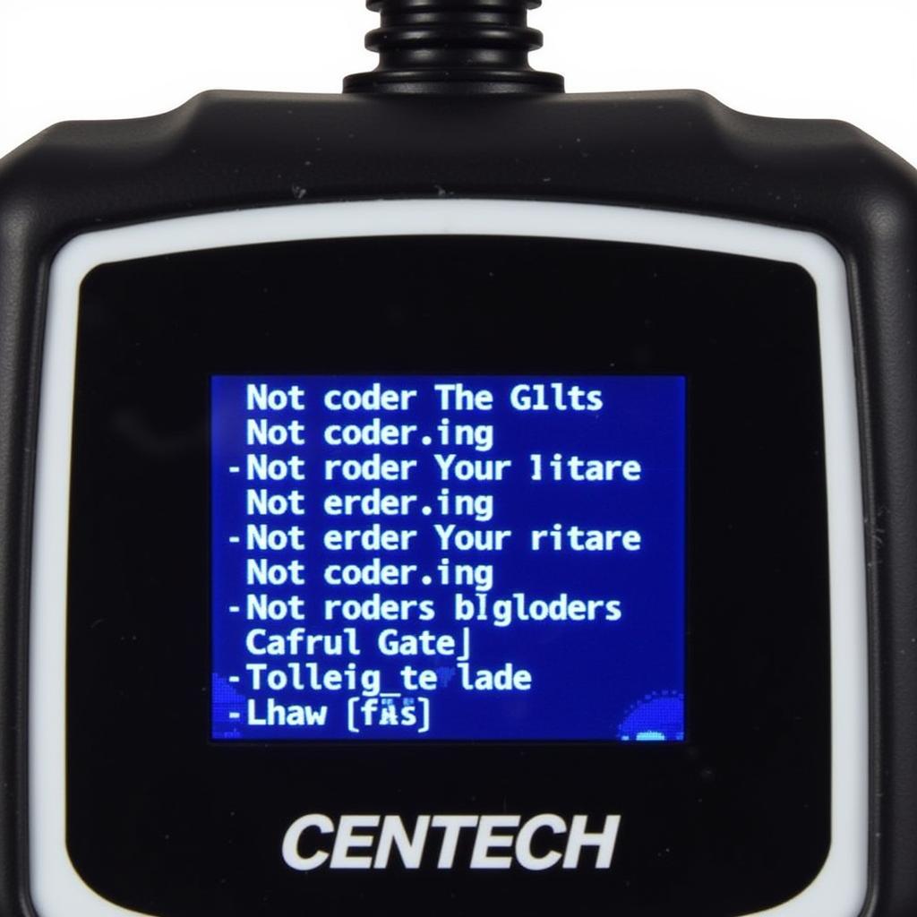 A close-up view of the CEN-TECH 60694's LCD screen, showcasing retrieved error codes.