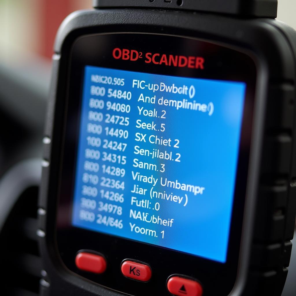 OBD2 Scanner Displaying Error Codes