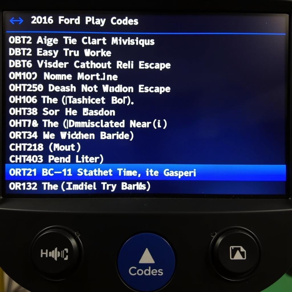 OBD2 Scanner Displaying Diagnostic Codes