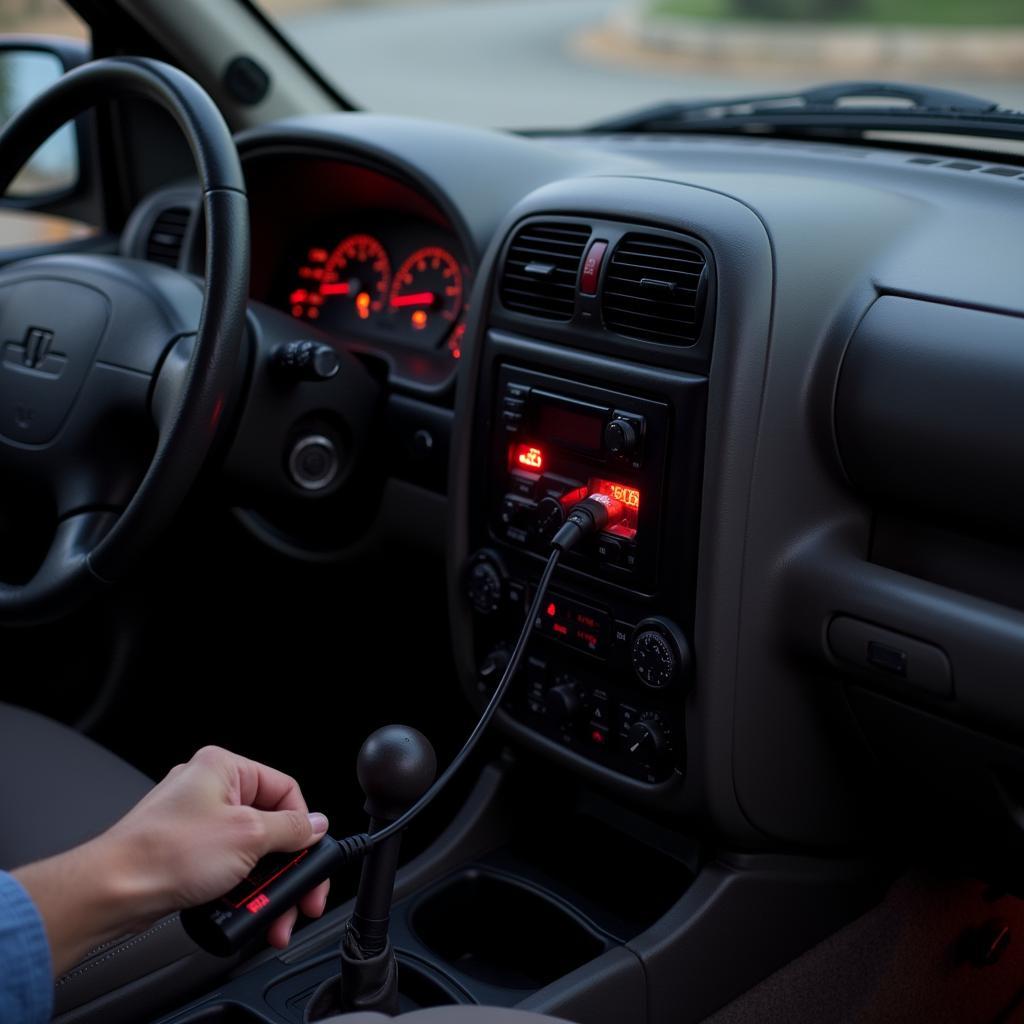 2000 Dodge Durango Dashboard with OBD2 Scanner Connected