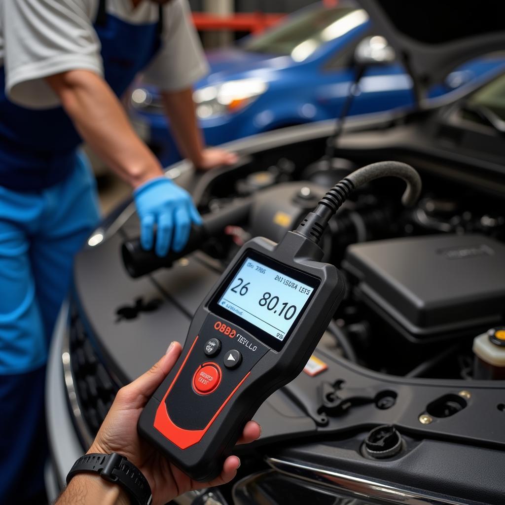 OBD2 Scanner Performing Emissions Test