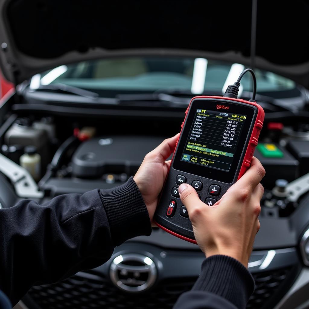 OBD2 Scanner Displaying Engine Data