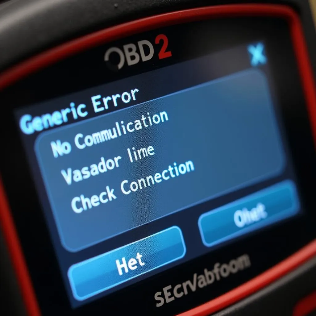 OBD2 Scanner Display Showing Error Message