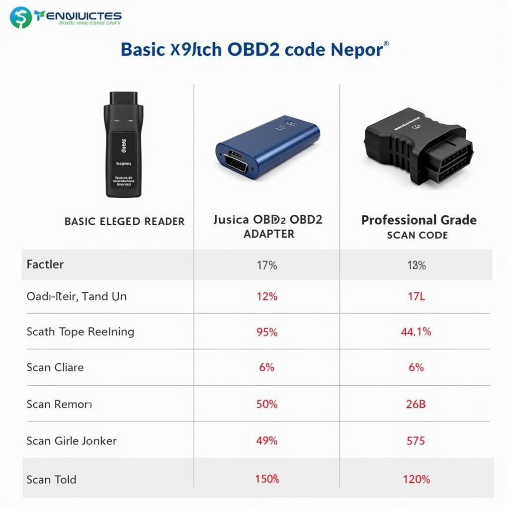 Different types of OBD2 scanners with varying features.