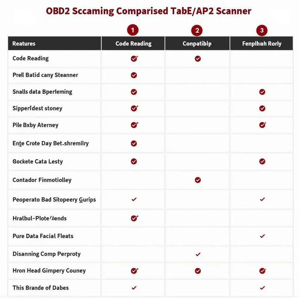 Table Comparing OBD2 Scanner Features