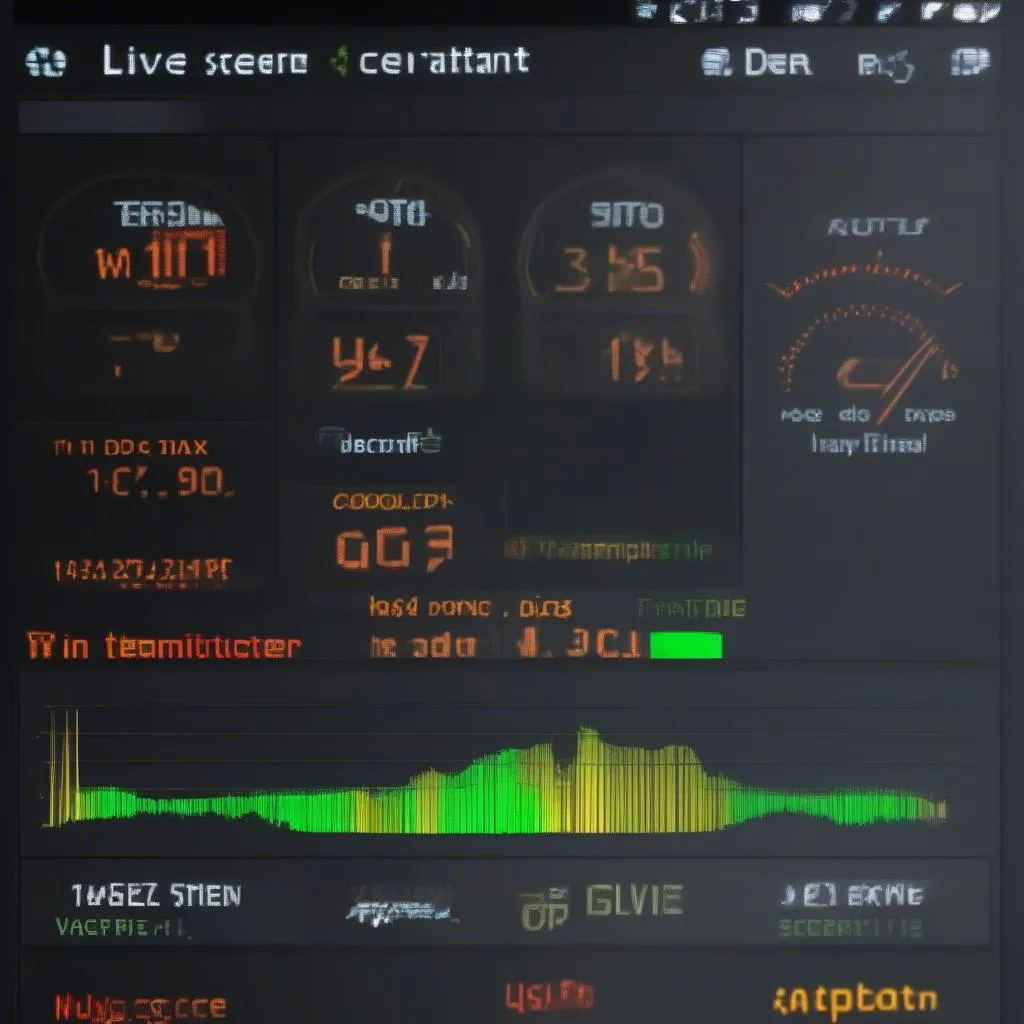 OBD2 scanner displaying live data on its screen