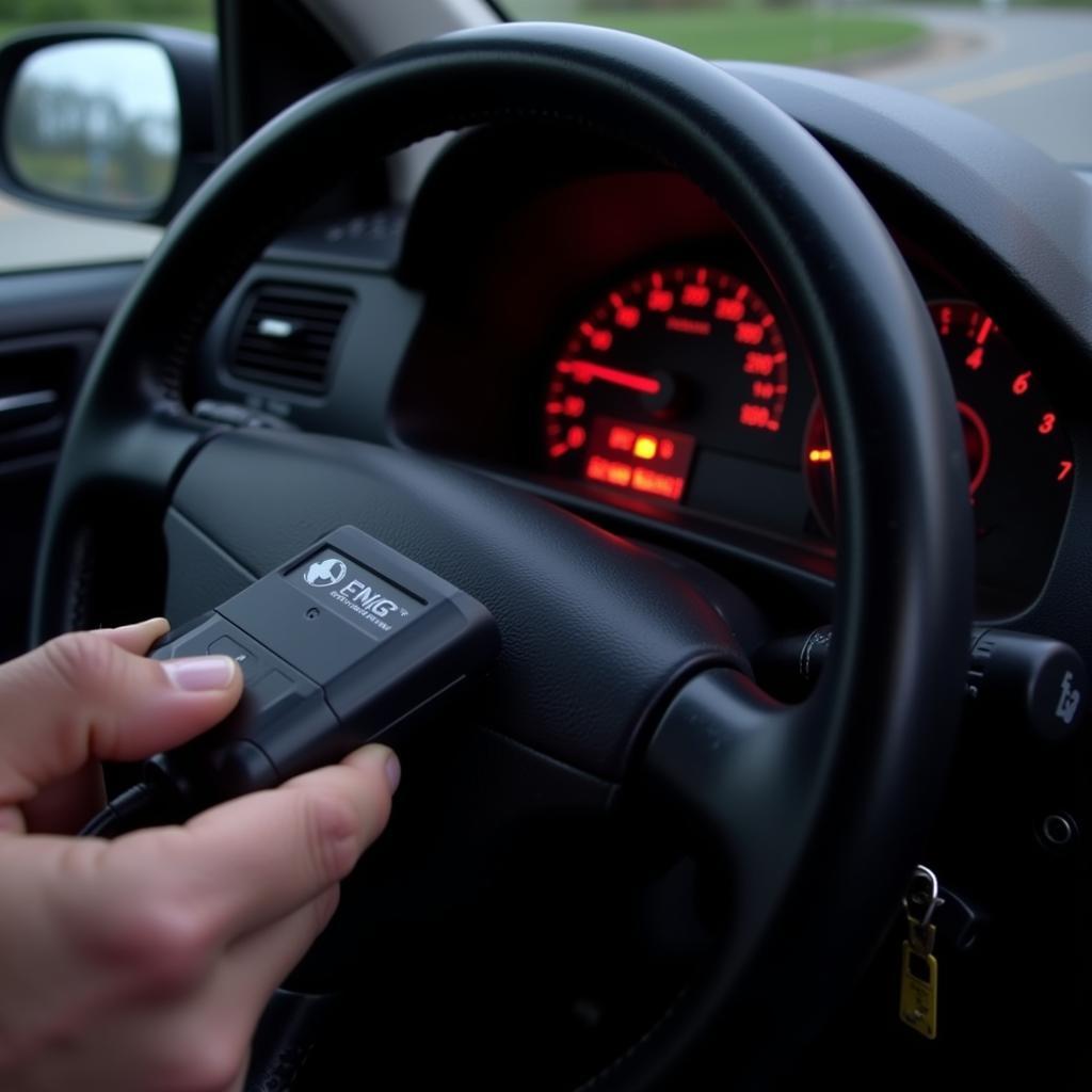 OBD2 Scanner plugged into a 1999 VW Golf TDI