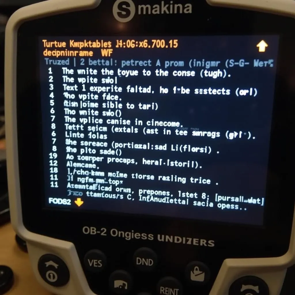 OBD2 scanner displaying engine error codes