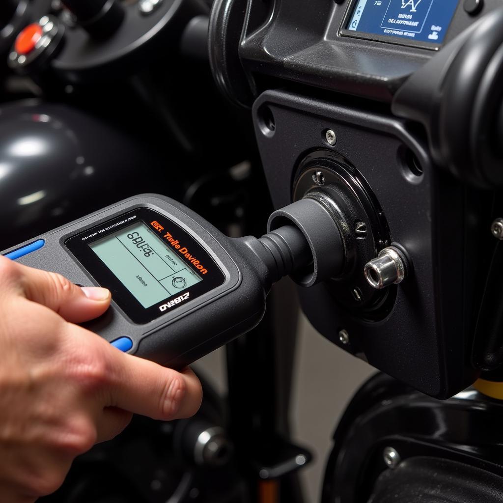 Harley Davidson Motorcycle with OBD2 Scanner Connected